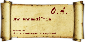 Ohr Annamária névjegykártya